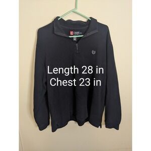 Chaps Sweatshirt Men's Large Quarter Zip Black 100% Cotton Warm EUC